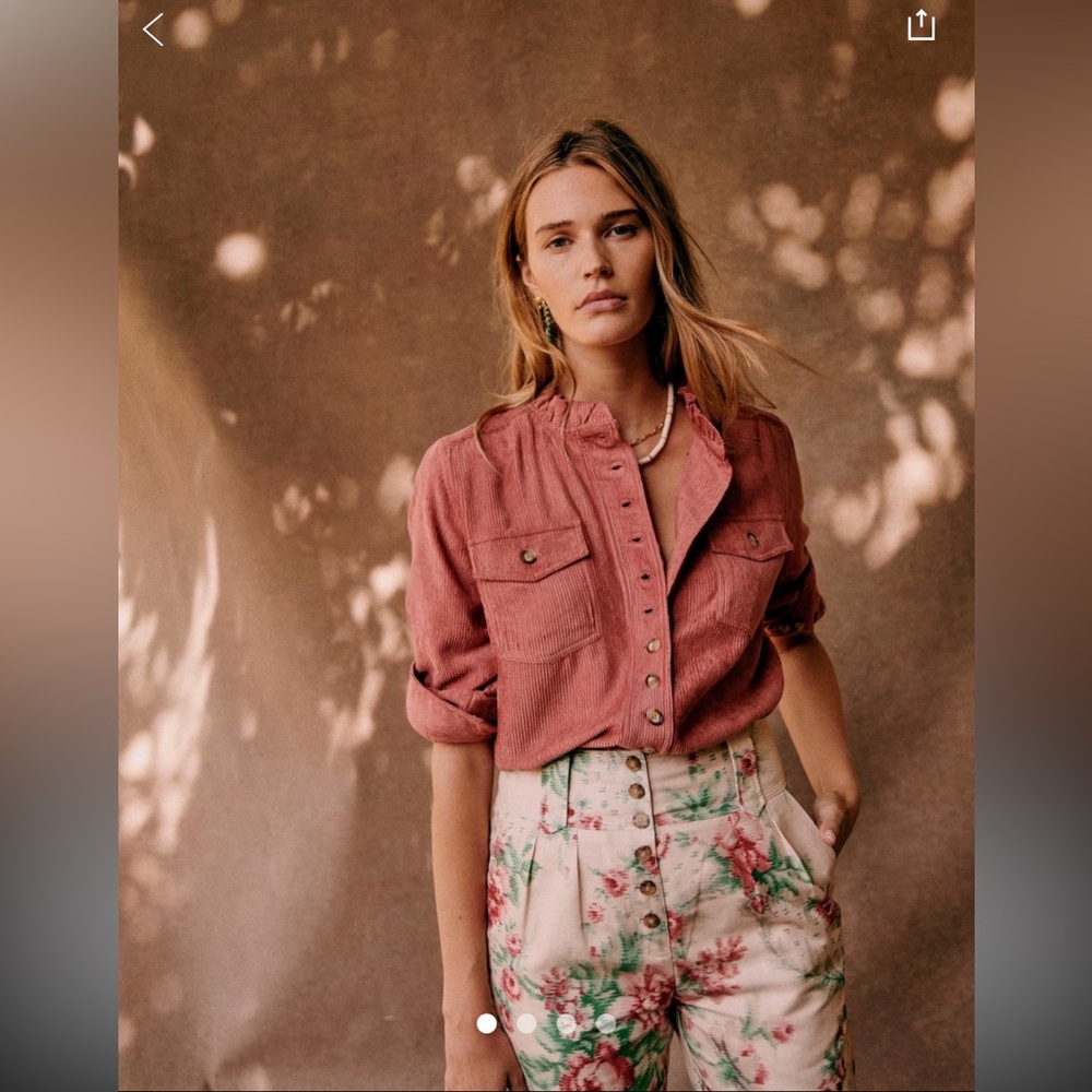 Sezane Tonio Trousers Floral High-Waisted Trousers size 4 NWT antique flowers 36
